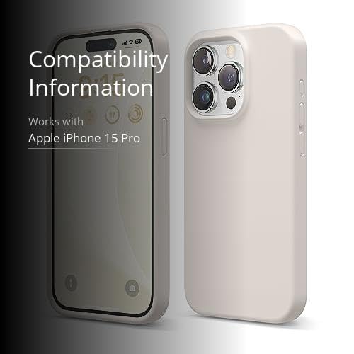 elago Compatible with iPhone 15 Pro Case, Liquid Silicone Case, Full Body Protective Cover, Shockproof, Slim Phone Case, Anti-Scratch Soft Microfiber Lining, 6.1 inch (Stone)