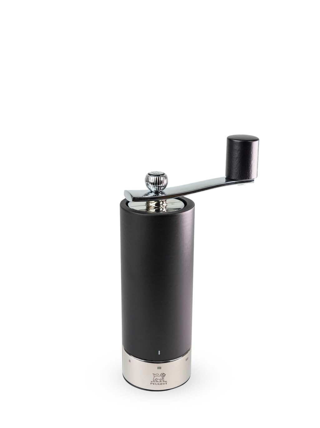 Peugeot - Isen Manual Pepper Mill wuth Crank Handle, Beechwood, Black and Stainless Steel, 18 cm
