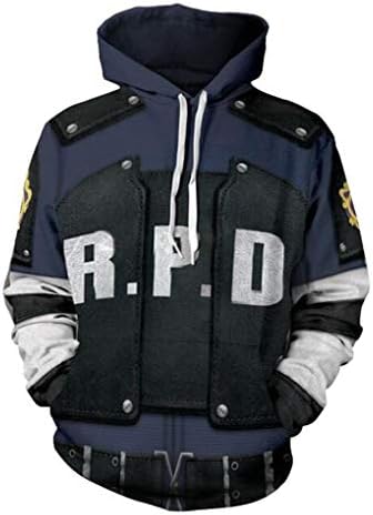 Ayazan Cosplay Game Leon 3D Printed Hoodie Jacket Zipper Costume Unisex Sweatshirt
