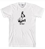 DirtyRagz Men's WWF Funny Panda Bear Wrestling T Shirt WHITE