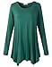 LARACE Womens Long Sleeve Flattering Comfy Tunic Loose Fit Flowy Top (2X, Deep Green)
