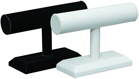 Ikee Design® White Faux Leather Jewelry T-bar Display 7 3/4"W x 2 7/8"D x 5"H