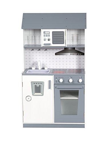roba Kinderküche, Spielküche weiß, grau, Kinderküchenzeile mit Spüle, Wasserhahn, Mikrowelle, Herd, Grill, Herdplatten… – Bild 6