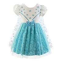 Padete Baby Girl Princess Anna Alice Elsa Little Mermaid Snow White Dress Costume (2T, Elsa)