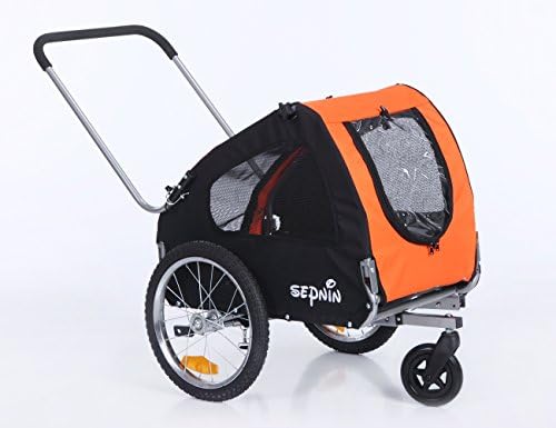 Sepnine 2 in 1 Pet Dog Bicycle/ Bike Carrier/ Trailer/ Jogger 10305 (Orange/Black)
