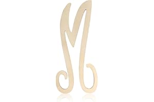 Wooden Monogram Letters for Wall Decor 12 Inch Cursive Wooden Letters Unfinished Large Wood Letter M Focal20 Craft Alphabet Wall Hanging for Wreath Nursery Baby Shower Home Decoration