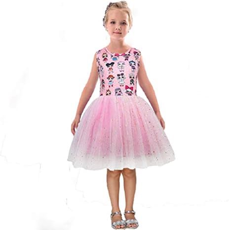 Girls Cartoon Party Dress Comfy Doll Princess Tutu LOL Costume Birthday Tulle Holiday Clothes