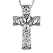 HooAMI Celtic Claddagh Heart Cross Cremation Jewelry Memorial Urn Necklace Ashes Pendant (Silver)