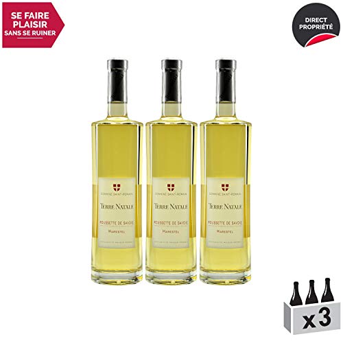Roussette de Savoie cru Marestel"Terre Natale" Blanc 2017 - Domaine Saint-Romain - Vin AOC Blanc de Savoie - Bugey - Cépage Altesse - Lot de 3x75cl