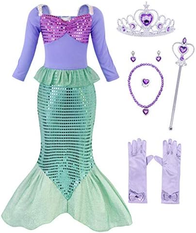 MetCuento Little Girls Mermaid Costume Princess Dress Up Mermaid Tail Fancy Party Cosplay Birthday Outfit Accessories