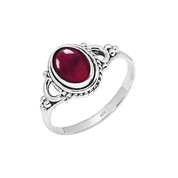 Garnet Stone Ring, 925 Sterling Silver Ring