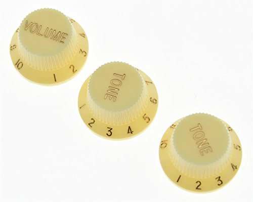 KAISH Set of 3 Aged White ST Strat Style Guitar Knob Volume Tone Knobs