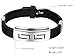 MoAndy Mens's Rubber Bangle Bracelet Jewelry Titanium Steel Rubber Black 22CM Length Adjustable