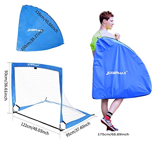 JOGENMAX Portable Soccer Goal, Pop Up Goal Nets with Aim Target,Set of 2, with Agility Training Cones,Led Lights and Portable Carrying Case for Kids & Adults Size 4'X3'X3' - Thumbnail 5