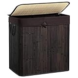 SONGMICS Double Laundry Hamper with Lid, Divided