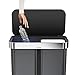 simplehuman 58 Liter / 15 Gallon Stainless Steel Rectangular Kitchen Step Trash Can Dual Compartment Recycler with Liner Pocket, Black Stainless Steel