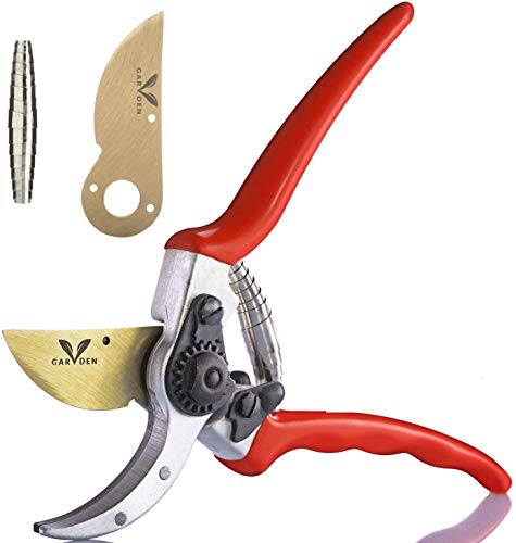 GARDEN V PRO Professional Titanium Pruning Shears Top Bypass Clippers, Secateurs, Tree Trimmer- Ergonomic Gardening Hand Tool, Effortless Branch Cutting, Safety Lock + Razor Sharp Blade & Spring