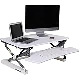 FlexiSpot 35" Wide Platform Height Adjustable Standing Desk, Removable Keyboard Tray, White (M2W)