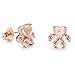 Cat Paw Earrings Sterling Silver Cat Earrings Pink Crystal Paw Stud Earrings for Women (Rose)