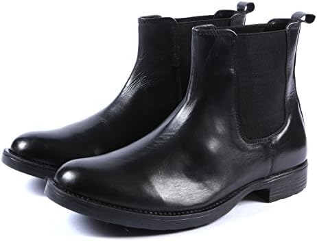 Aspele Mens Classic Black and Tan Chelsea Slip On Ankle Leather Boots