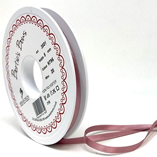 Berisfords Ribbon, Polyester, Rose, 20m x 5mm