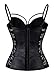 Charmian Women's Steampunk Gothic Lace Corset Bustier Faux Leather Bra Lingerie