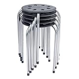 Pearington 16 Gauge Steel Classroom Furniture Stools for Kids; Multipurpose Stool Chairs; Flexible Seating; Stacking Stools- Set of 5, Black and Silver
