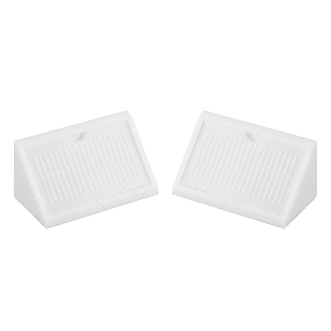 sourcing map Plastic Corner Braces, Shelf Cabinet Door 90 Degree 4 Holes Angle Brackets with Cover Cap White, Pack of 100