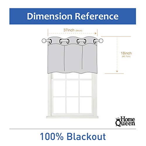 Home Queen Grommet Top Blackout Curtain Valance Window Treatment for Living Room, Short Straight Drape Valance, Set of 1, 37 X 18 Inch, Taupe