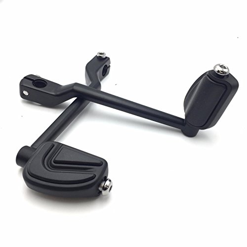 HTT Group Motorcycle Matte Black 2 PCs Billet Style Heel/Toe Shift Lever Gear Shift Foot Lever with Airflow Shifter Pegs For Harley FL Softail Touring Trike FLST FLT Road King Street Glide CVO