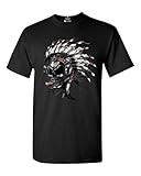 Shop4Ever Indian Smoking Skull T-shirt Native American Shirts