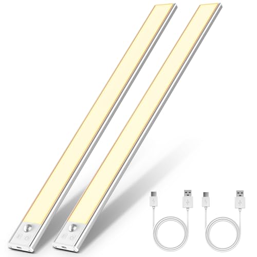 Unterbauleuchte Küche Led 41CM 2 Stück Led Schrankbeleuchtung Bewegungssensor Ultradünnes dimmbar Sensor Licht Aufladbare Kabellose Unterbauleiste Sch