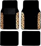 Two Tone 4 Piece Animal Print Floor Mats (Black and Brown Cheetah)