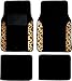 Two Tone 4 Piece Animal Print Floor Mats (Black and Brown Leopard
