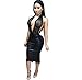START 2016 Women Sexy Lace Deep V Halter Backless Bandage Cocktail Club Dress (US=8, Black )