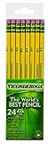 Dixon Ticonderoga Wood-Cased #2 HB Pencils, Six 24-Count Hang-Tab Boxes, Total 144 Pencils, Yellow (13924)
