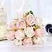 Meiliy 24 Heads Silk Artificial Rose Flower Champagne Pink Fake Roses Bouquets Table Centerpieces for Home Hotel Office Wedding Party Garden Craft Art Decor (Vase not Included)