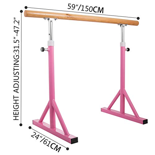 Popsport Ballet Barre Dance Barre Fitness Ballet Bar Portable Freestanding Heavy Duty Dancing Stretching Ballet Barre Portable for Home(5FT,Pink) - Thumbnail 6