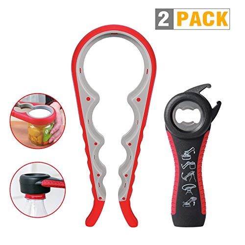 Jar Opener, 5 in 1 Multi Function Can Opener Bottle Opener Kit with Silicone Handle Easy to Use for Children, Elderly and Arthritis Sufferers