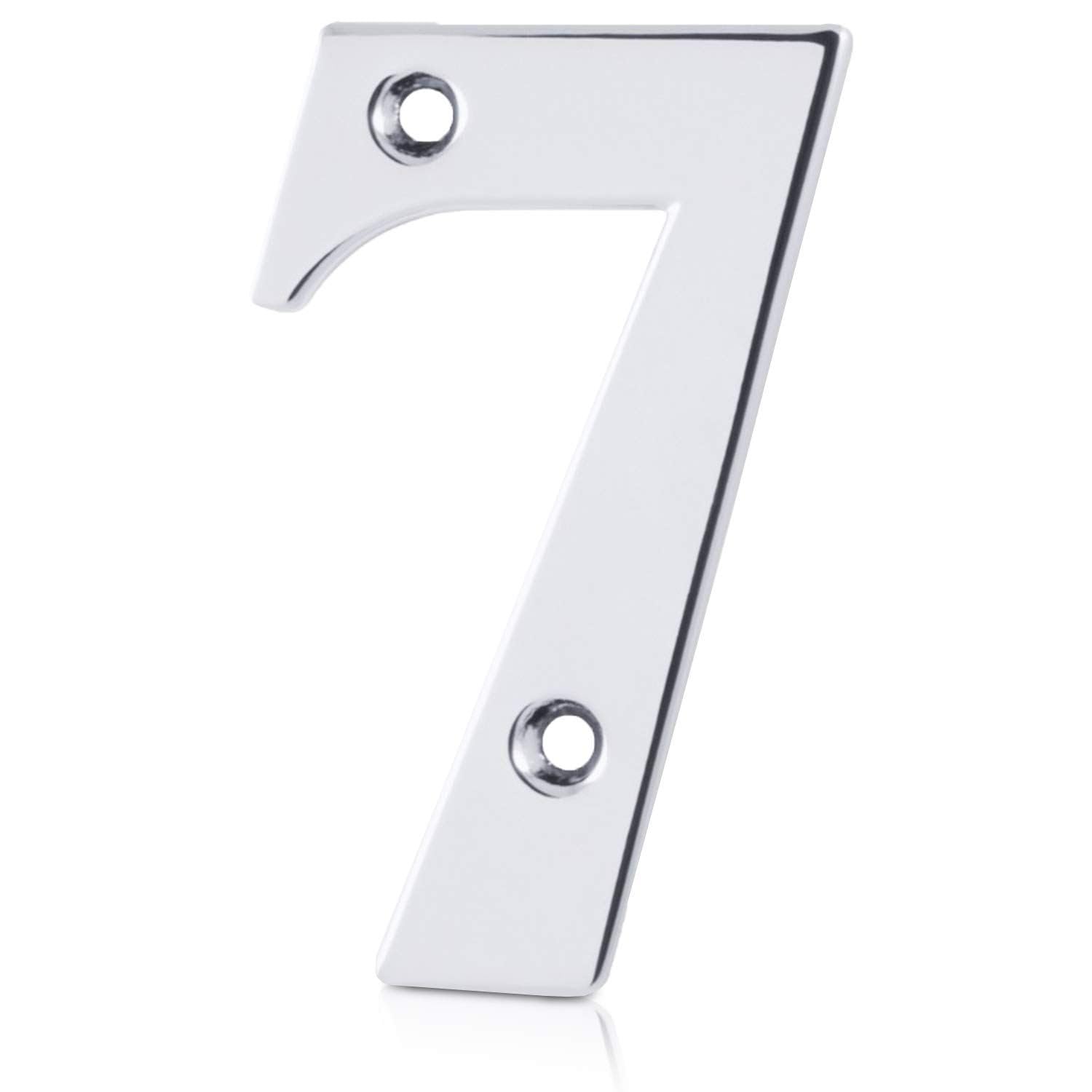 XFORT Polished Chrome Front Door Number 7, House Number Suitable for All Door Types including Wooden, uPVC, and Composite.