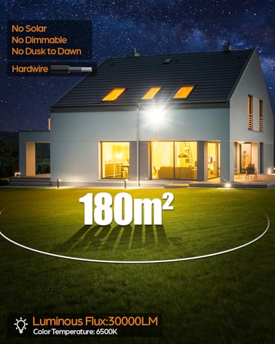 TOPAUBUB Outdoor LED Spotlights 300W – 30000LM 6500K Cool White LED Projector IP67 Waterproof Lights Outdoor Lamp for Garden, Patio (2 Pieces)
