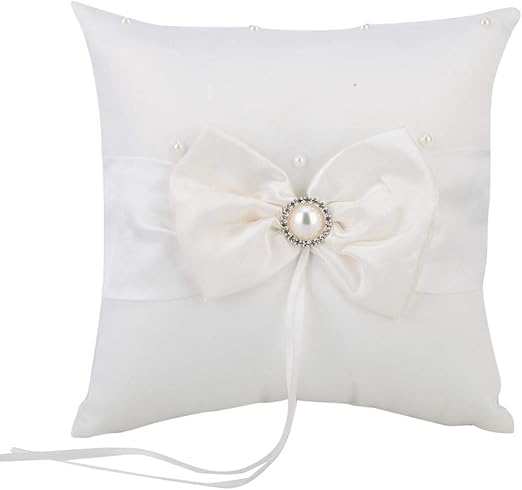 Amazon Com Aunmas White Ring Bearer Pillow With Simulation Pearl