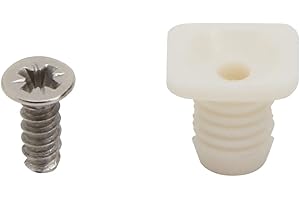 Silverline 8mm Plastic Hinge Dowel Inserts with Screws, 50 Pcs