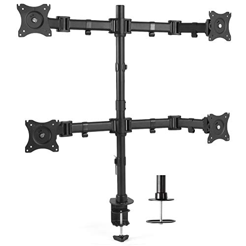 VIVO Quad Monitor Fully Adjustable Heavy Duty Desk Mount Stand for 4 LCD Screens up to 27 inches (STAND-V004M)