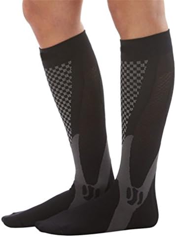 Men Women Leg Support Stretch Compression Socks Below Knee Socks Black S M