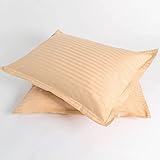 300 TC Cotton Color Dorm Bonus Shams - 1 CM Damask Stripe - Perfect for College and College Decor - Available in Orchid Pink, Steel Gray & Tan/Gold (Gold/Tan)