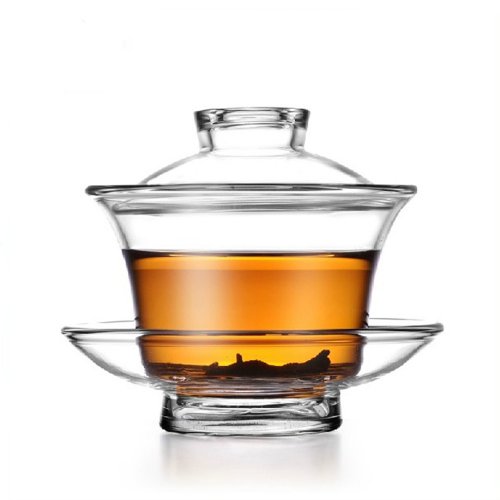 Moyishi Chinese Glass Gaiwan Traditional Tea Cup Comprised of Cup, Saucer and Lid Sancai wan
