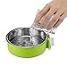 Crate Dog Bowl, Amazon 5 Stars Removable Stainless Steel Pet Bowl Hanging Cage Coop Cup Large Water Food Feeder For Dogs Cats Rabbits ,Birds-Green