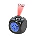 Drillpro Multifunction LCD Digital Projection Alarm Clock, LED Alarm Clock with Temperature Display/Voice Talking/Sleep Timer / 9 X 9 X 10.5CM Black