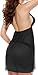JuicyRose Women's Sexy Lingerie Lace Sleepwear Halter Babydoll V-String Miniskirt (US L=Tag XL, Black)